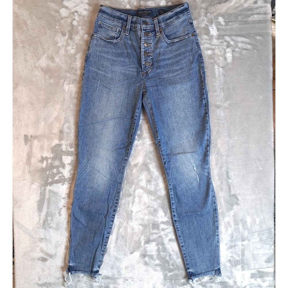 Lucky Brand Bridgette High Rise Skinny Ankle Jeans Blue Button Fly Size 6 / 28